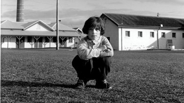 A Kosovar refugee child on the parade ground at Point Nepean Quarantine Station, in 1999.
