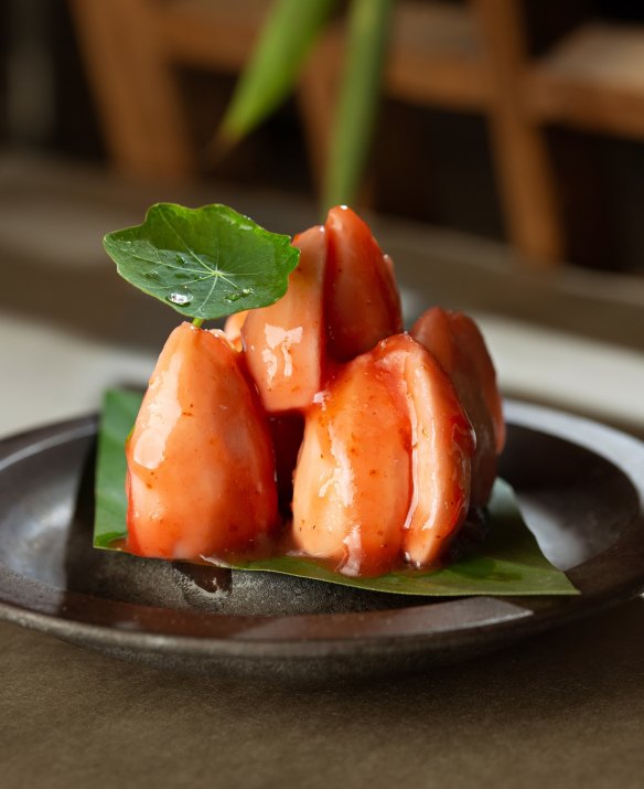 Water chestnut with hawthorn sauce from Mi Xun Teahouse at the Temple House.