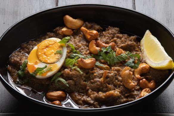 Go-to dish: Haleem (spiced grain stew with slow-cooked goat).