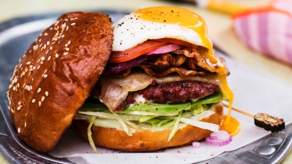 Adam Liaw's Aussie burger with the lot 