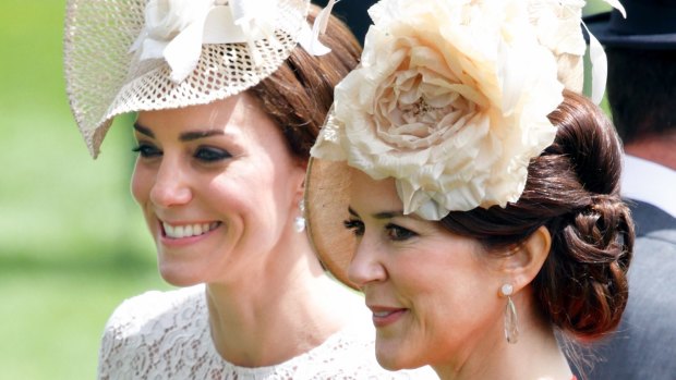 Mary, Crown Princess of Denmark, and Catherine, Duchess of Cambridge, made a stylish pair on Wednesday as they caught up at Royal Ascot.