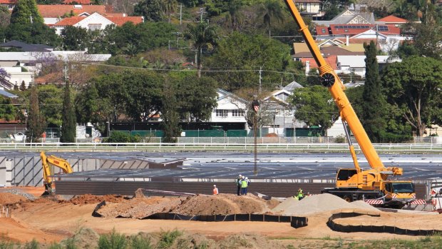 Two men were crushed to death by a falling concrete slab at Eagle Farm Racecourse in October.