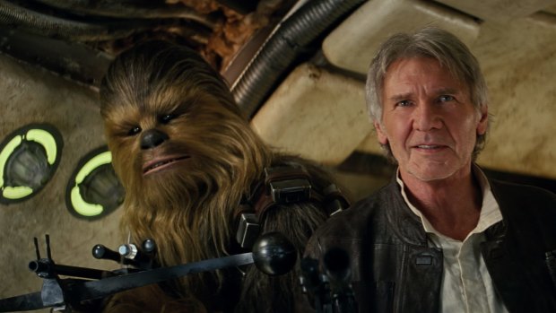 Ageless adventure: Chewbacca (Peter Mayhew) and Han Solo (Harrison Ford) in the new instalment,  Star Wars: The Force Awakens.