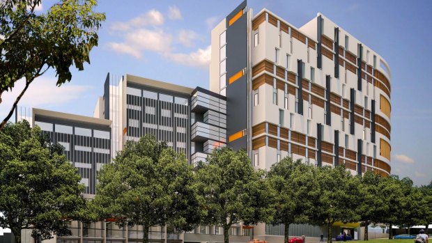 Artist impression of the new 522 room student accommodation facility to be built as part of the Pemulwuy Project at The Block in Redfern.