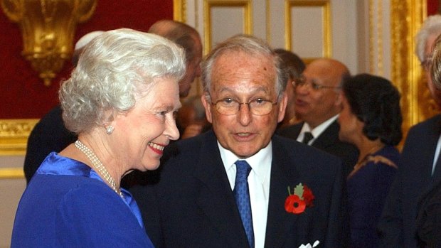 The Queen with Lord Greville Janner at a reception in 2003.