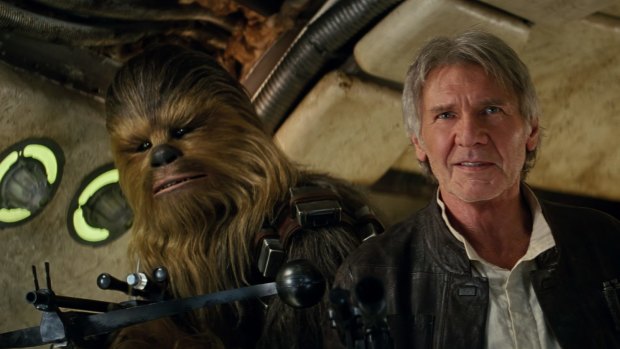 Chewbacca (Peter Mayhew) and Han Solo (Harrison Ford) in Star Wars: The Force Awakens, which Greens deputy leader Larissa Waters wants to see. 