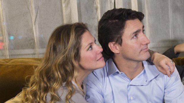 Justin Trudeau with his wife Sophie Gregoire Trudeau in Montreal last year. 