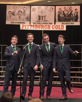 Singing up a storm... Blindside at the Barbershop Harmony Society in Pittsburgh.
