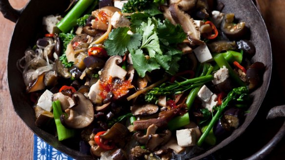 Tasty mushroom and tofu stir-fry.