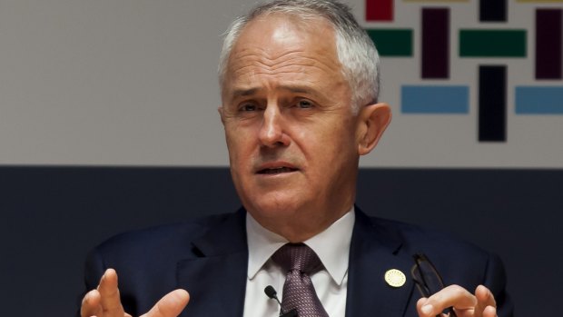 Prime Minister Malcolm Turnbull at an APEC press conference on Friday.