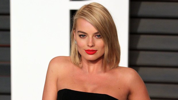 Margot Robbie arrives at the 2015 Vanity Fair post Oscar party in Beverly Hills, California.