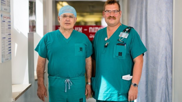 Ahmed Eid, head of surgery, and Elchanan Fried, head of the Intensive Care Unit, at Hadassah University Hospital in Jerusalem.