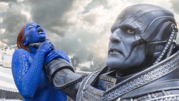 Shape-shifter: Jennifer Lawrence as the blue-skinned character.