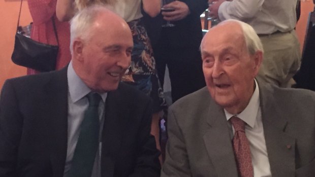Paul Keating and Sir Lenox Hewitt at Sir Lenox's 100th birthday.