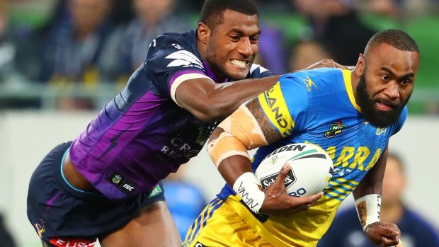 Parramatta's Semi Radradra tore Storm apart in the early stages of the game.