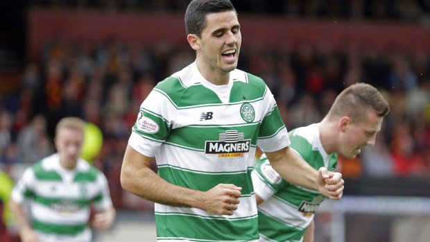 On fire: Tom Rogic scored another cracker for Celtic at the weekend.