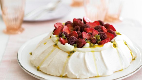 Soft peaks: a   mountain of meringue <a href="http://www.goodfood.com.au/recipes/berry-and-passionfruit-pavlova-20130725-2qllw"><b>(Recipe here).</b></a>