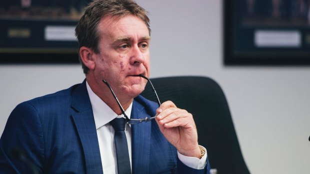 ACT chief executive of Colliers Paul Powderly, giving evidence at a parliamentary inquiry into government land deals on Wednesday: $1 million payout to Pat Seears arrived at in talks with government officials.