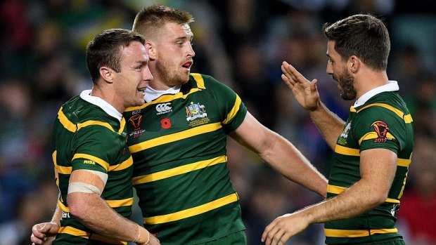 Darwin stink: Cameron Munster (centre) and Ben Hunt (right) had a reported altercation at the Rugby League World Cup last year.