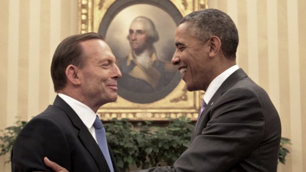 Tony Abbott, meets with Barack Obama in the Oval Office while prime minister in 2014. 