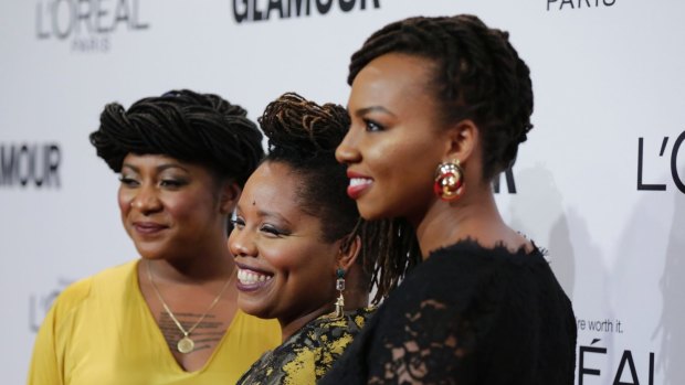 Co-founders of Black Lives Matter, from left, Alicia Garza, patrisse khan-cullors and Opal Tometi at 