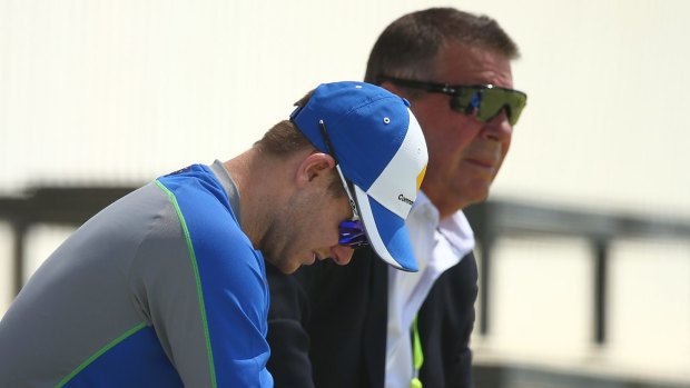 Australian captain Steve Smith with chairman of selectors Rod Marsh are part of the brains trust that decides which players appear for Australia. It remains to be seen how receptive they are to taking advice from computers.