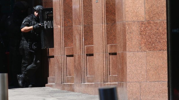 Tense: Martin Place was evacuated as police responded to the hostage drama.