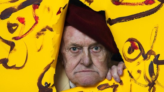 Portrait of Australian Artist John Olsen photographed at his studio in Bowral, August 2016.