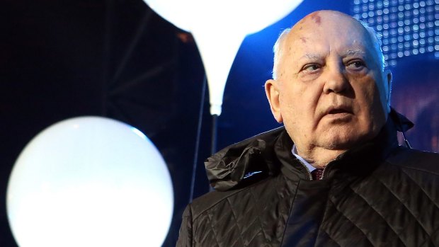 Former Soviet leader Mikhail Gorbachev attends the anniversary celebrations.