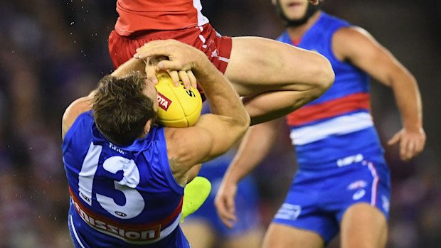 Travis Cloke cops a heavy bump early in the game. 