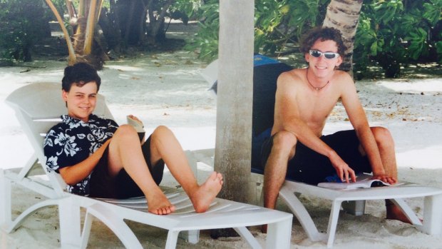 Luke Ryan, with his brother Liam, in the Maldives.