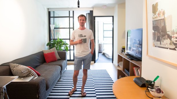 Melbourne illustrator Guy Shield in his one bedroom apartment in Melbourne.