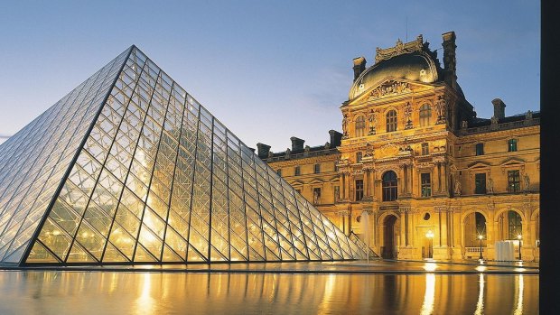 The Louvre is dominated by I. M. Pei's glass pyramid.
