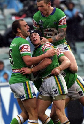 Todd Carney and Alan Tongue during happier days at the Raiders.