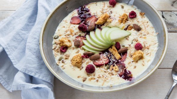 The pub is open for breakfast. Pictured is the pineapple, mango, coconut and yuzu smoothie bowl.