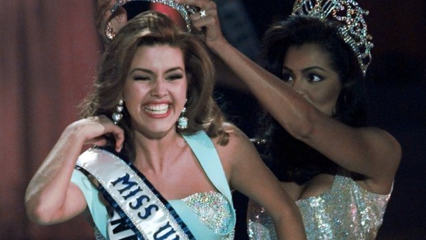 Alicia Machado is crowned Miss Universe.