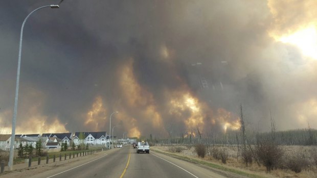 Smoke rising from the fires raging outside Fort McMurray.