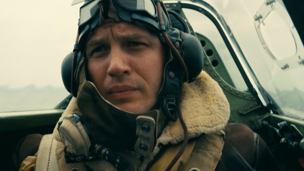 Tom Hardy as Spitfire pilot Farrier in Dunkirk.