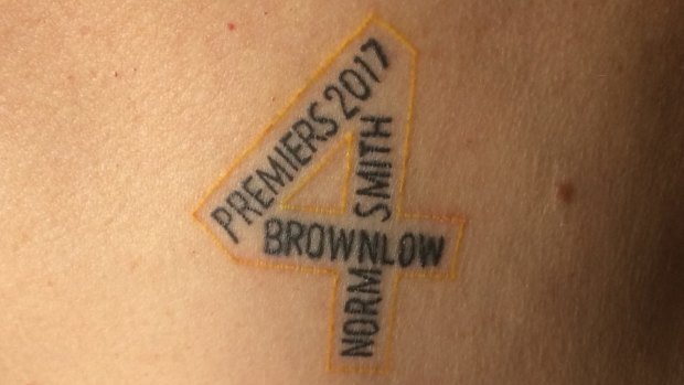 Dustin Martin's Nanna makes good on promise to get tattoo, October 2017. 