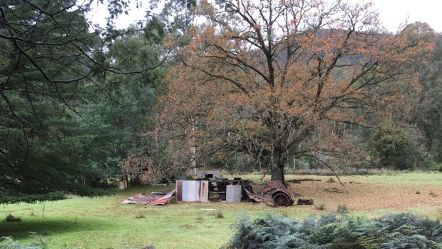 Abandoned farm on a river flat, now part of the Yarra Ranges National Park at Reefton.