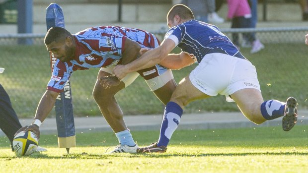 Wests winger Rob Buaserua scores a try against Royals.
