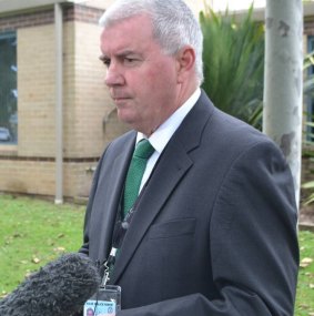 Far South Coast police Commander, Detective Superintendent Peter O'Brien addresses the media on Thursday.