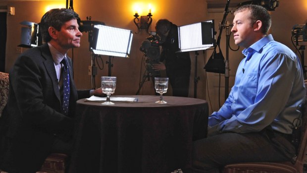 Officer's story: Journalist George Stephanopoulos interviews Darren Wilson on US television.