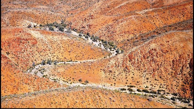 Aerial view of the northern Flinders Ranges where the rock shelter was discovered. 