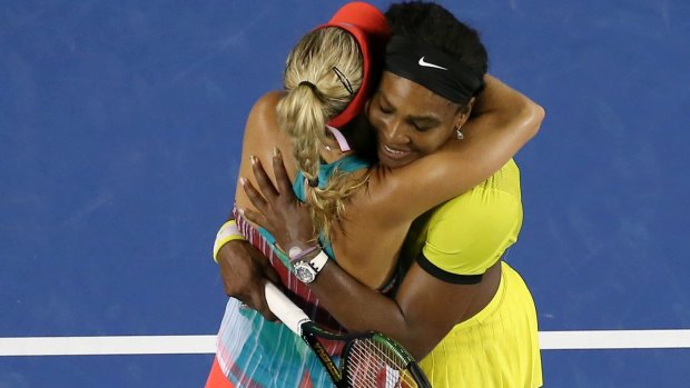 Champion effort:  Kerber is congratulated by Williams after the match.