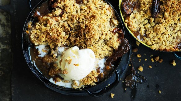 Neil Perry's banana caramel crumble.