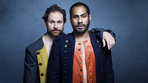 Yalin Ozucelik (left) as Iago and Ray Chong Nee as Othello in Bell Shakespeare's latest production.

