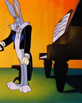 Vintage Warner Brothers cartoon: Bugs Bunny in Rhapsody Rabbit.