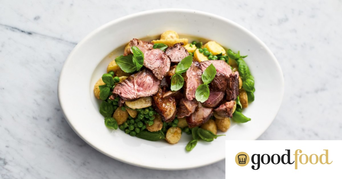 Jamie Oliver's panseared lamb with basil, new potatoes and pesto