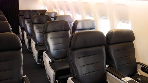 Air New Zealand's Dreamliner premium economy seating.
